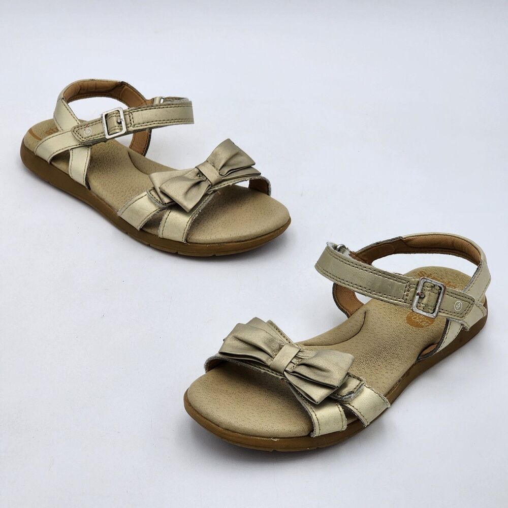 Stride Rite Kids Cesia Bow Strappy Sandals Comfort Shoes Gold Big Kid's Size 3